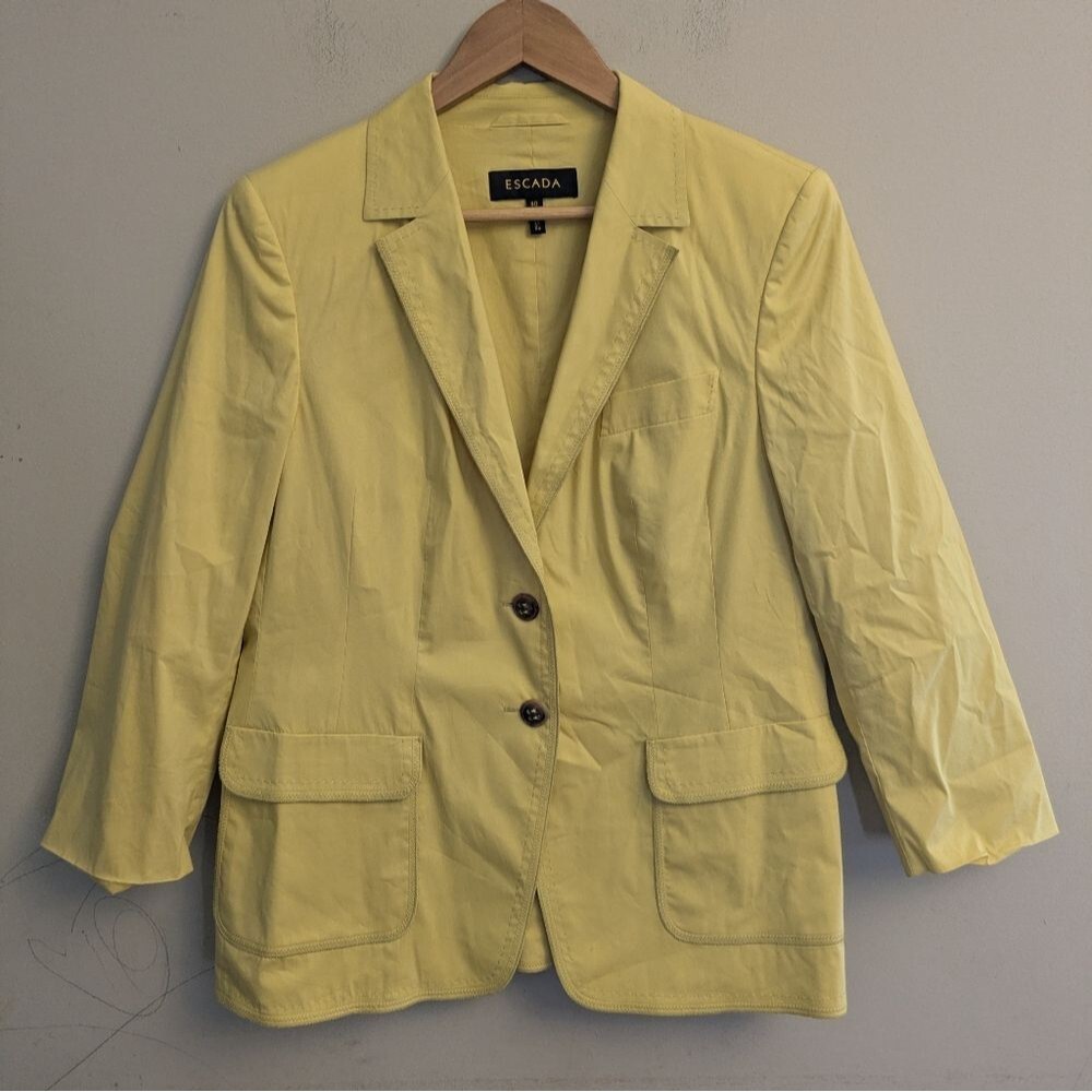 Vintage Escada Yellow Blazer Size 40 Preppy Luxury